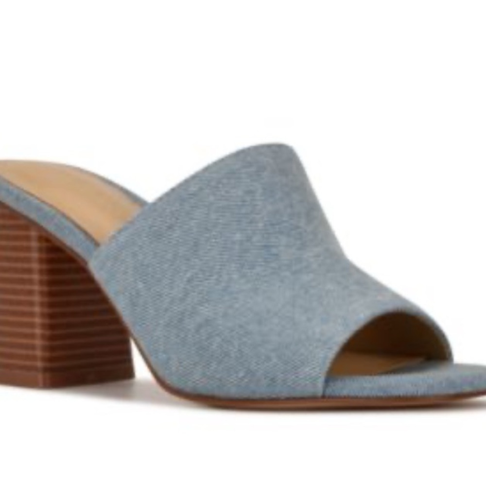 Nine West Light Blue Denim Mules